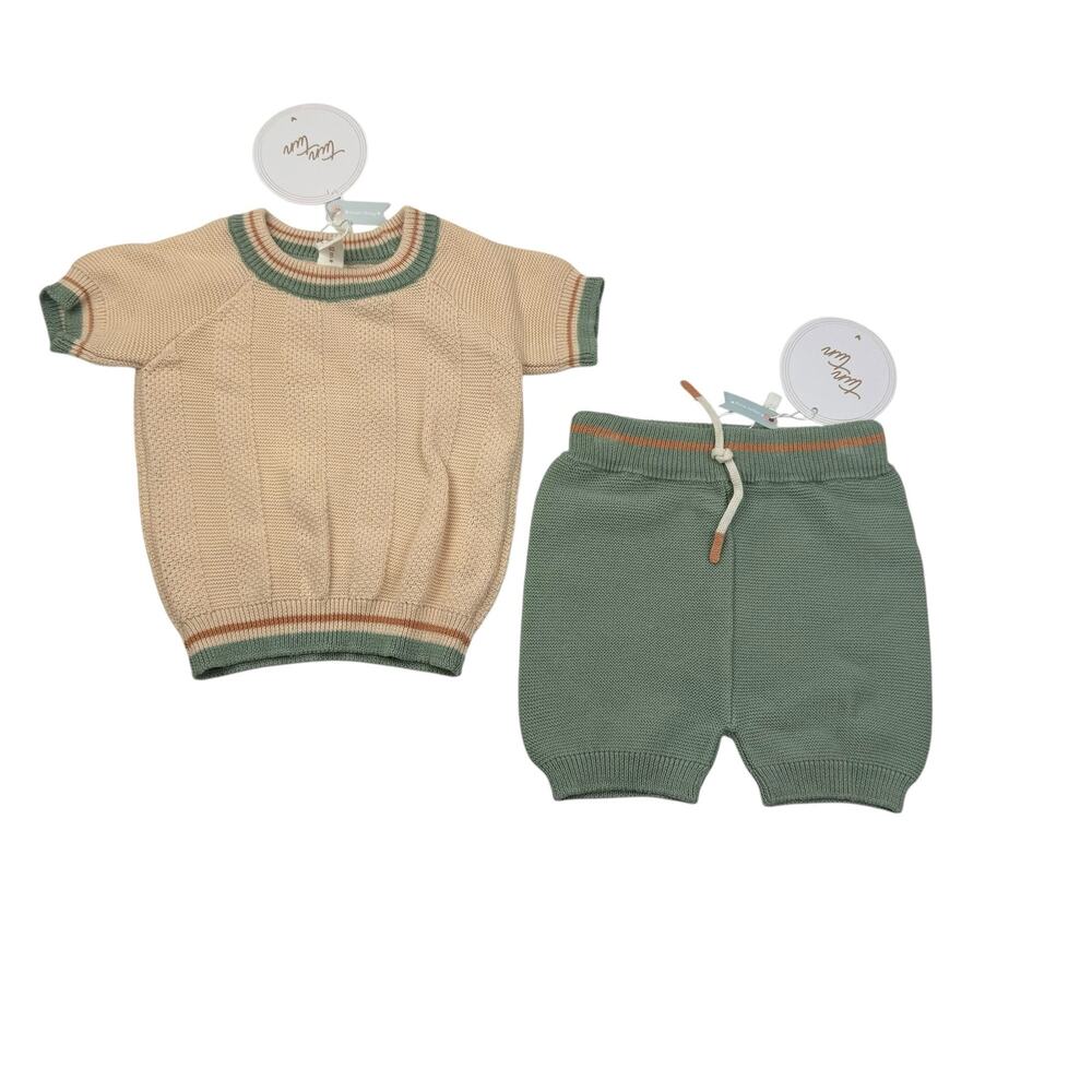 NWT Tun Tun Pima Cotton Country Club Daniel Knit Top & Shorts Set, 6/12m